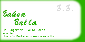 baksa balla business card